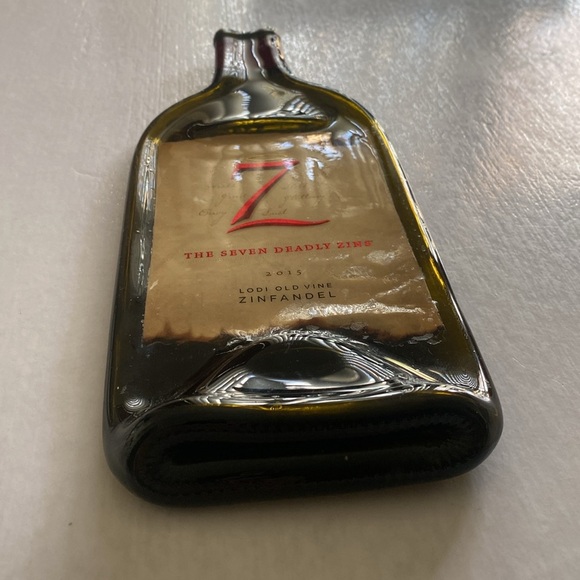 Seven Deadly Zins Flattened Wine Bottle for Decor/Tray or Spoon Rest - Picture 2 of 5
